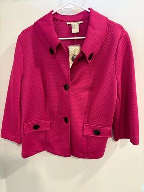 Requirements Fuchsia Quilted Button Blazer
